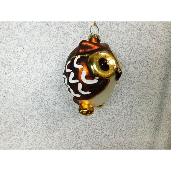 Blown Glass Owl Christmas Tree Ornament Painted 3.5 inch Holiday Bird - Picture 3 of 7